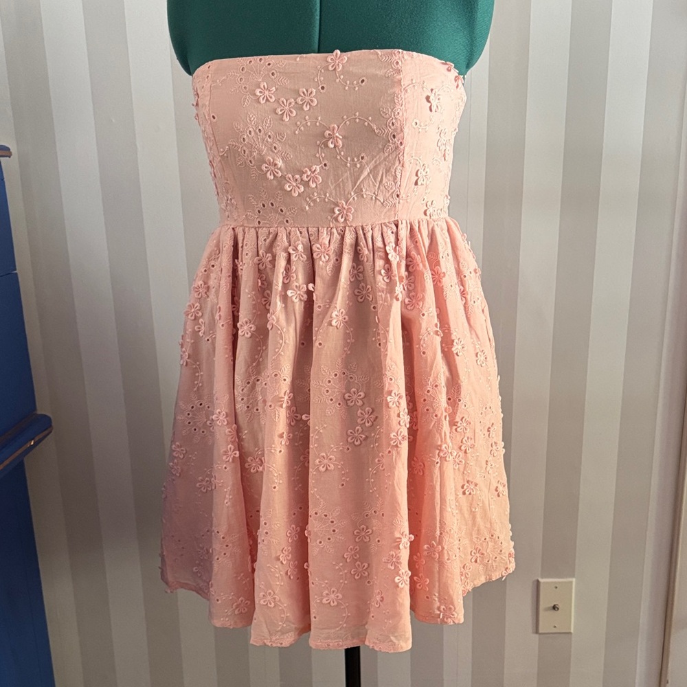 Charming Pink 3d Floral Dress